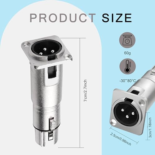 Conector XLR 3 pines macho a hembra para panel miniatura 2