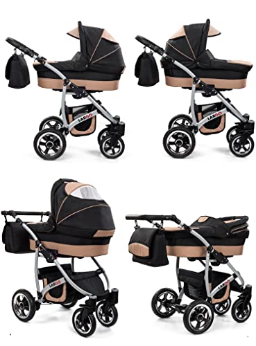Kinderwagen Buggy Set Autostoel 3 in 1 Reissysteem Kinderwagen (Roze & Zwart, 3in1 met autostoel) - Afbeelding 3