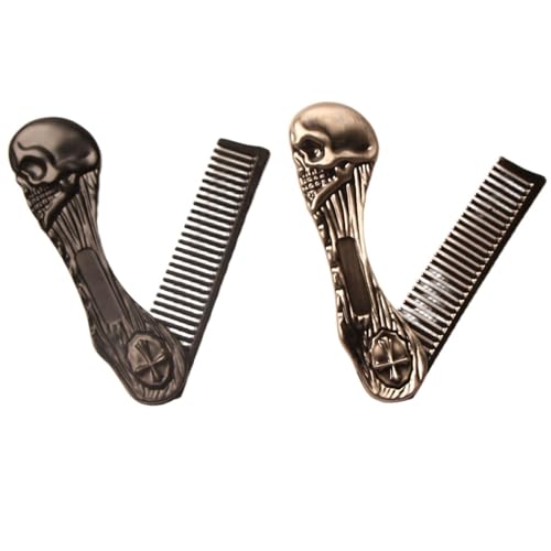 2 peines plegables de bolsillo estilo calavera miniatura 1