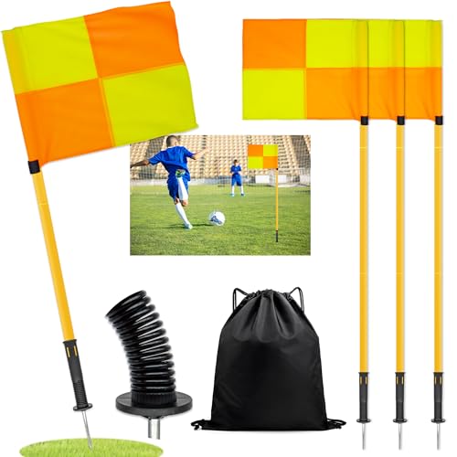 mayoken® Soccer Corner Flags Set of 4 with Adjustable ABS Flagpoles and Storage Bag