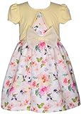 Bonnie Jean Baby Infant Toddler Little Big Girls Special Occasion Short Sleeve Floral Bow Yellow Car