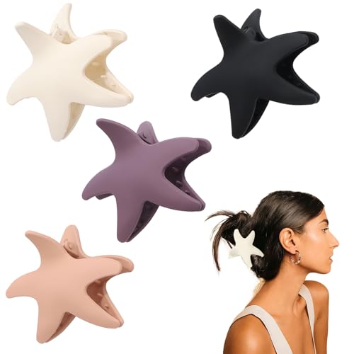 Vovii 4Pcs Starfish Claw Clips Sea Shell Hair Clips for Women Girls Ocean Accessories, Mermaid Costume Beach Outfit