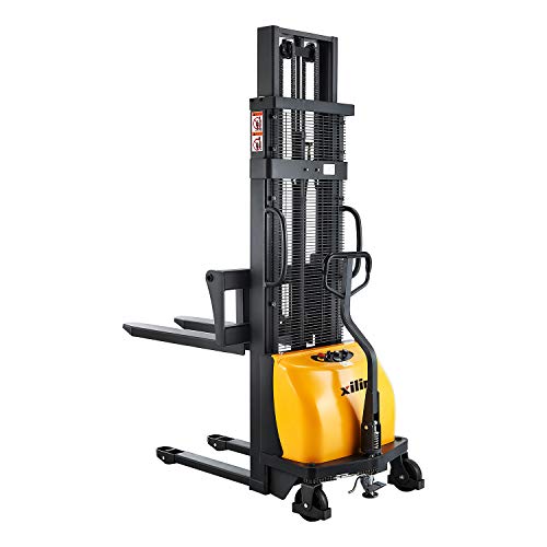 Xilin Semi Electric Stacker Material Lift 118\" Lifting Height with Adjustable Forks 2200lbs Capacity