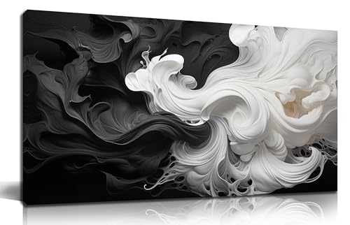 Abstract Black and White Wall Art for Living Room, Modern