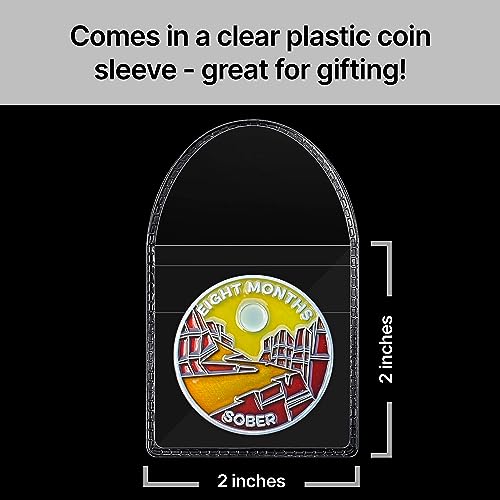 Image of The Achieve Mint 8 Months Sober Token | Eight Month Sober Chip | Non-AA Gift, Non-Religious Medallions for Men and Women Celebrating Sobriety