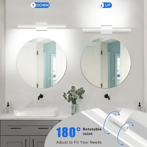Image of IZORRO Modern Bathroom Vanity Light 32 inch, Rotatable, 24W Dimmable Led Bathroom Light Fixture Over Mirror, White Vanity Light Bar (Cool White 6000K)