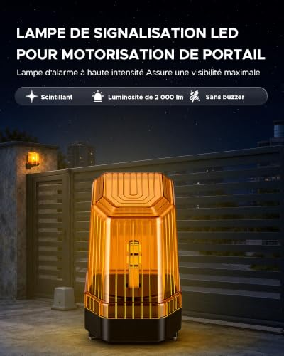 CO-Z Feu Clignotant pour Motorisation de Portail, Girophare LED de Sécurité Universel 12V-265V CA/CC, Feu de Signalisation et d'Alarme Orange pour Portail Coulissant, Battant, Garage et Véhicules – vue 2
