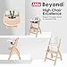 Abiie Beyond Junior Wooden High Chair for Babies and Toddlers - Convertible 3-in-1 Baby Highchair with Removable Tray - 6 Months to 250 Lb - Water Resistant - Natural Wood/Dove Grey Cushion