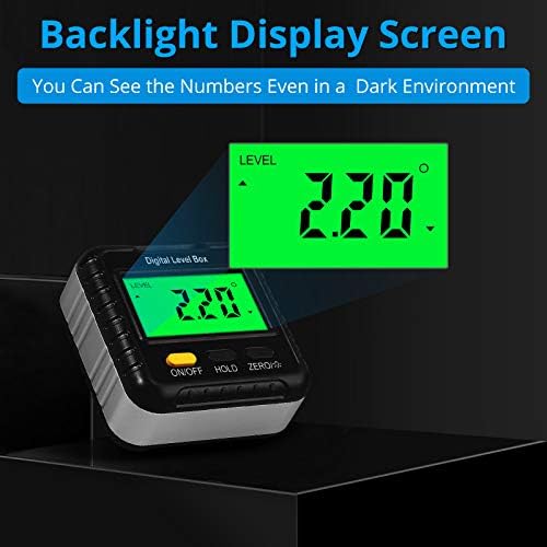 Digital Level Box,eSynic Professional Backlight Digital Level Angle Gauge Digital Angle Finder Protractor Inclinometer Bevel Box with Magnetic Based & Horizontal Bubble for Construction Carpenter etc