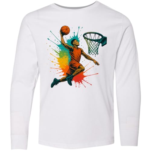 inktastic Colorful Basketball Art for Sports Youth Long Sleeve T-Shirt