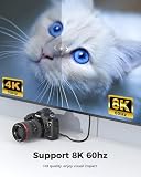 Cratree 8K Micro HDMI na HDMI 2.1 3m, 8K 60Hz, kabel micro HDMI z Ethernet 3D Full HD 1080P HDR ARC, kompatybilny z GoPro Hero 9/8/7/6/5, Sony, Kanon, szary