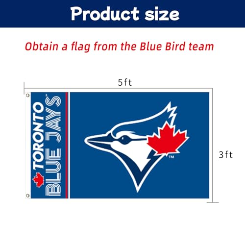 FEJANPON Blue Jays Fan Flag HD Print Quality Brass Grommet Banner Suitable for Store Flags (3x5 Feet, Vibrant Colors, Polyester) by FEJANPON - Image 2