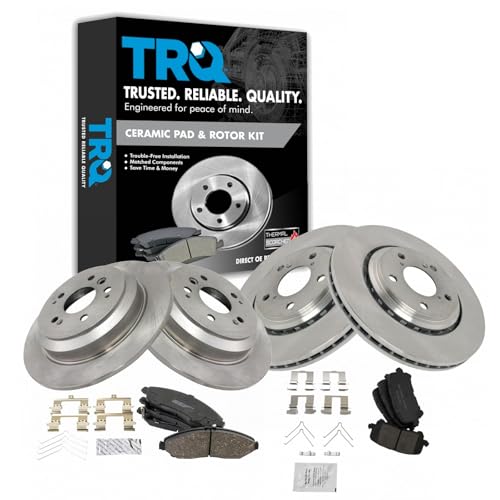 TRQ Front and Rear Brake Pad & Rotor Kit Brake Pads Brake Rotor Ceramic Compatible with 2016-2022 Honda Pilot 2017-2021 Ridgeline