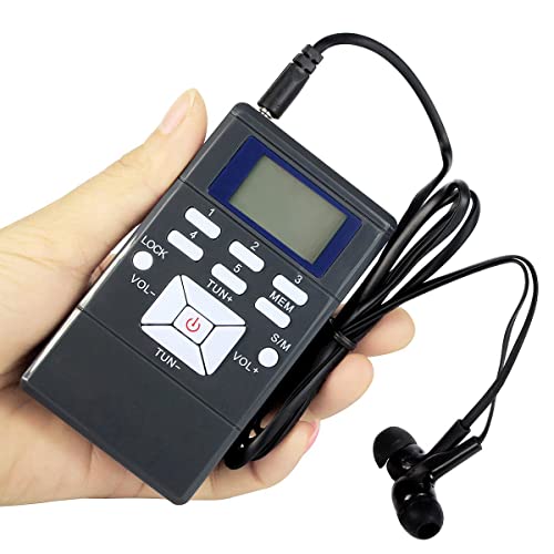 Sistema inalámbrico de micrófono y auriculares Retekess PR13, radio FM portátil con 1 transmisor TR503 y 10 receptores PR13, tecla de bloqueo para caminar, correr e iglesia miniatura 7