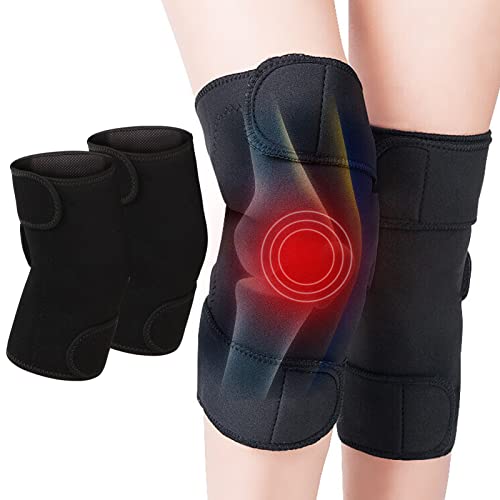 Itecow 2 Packs Self-Heating Knee Pads, Adjustable Magnetic Tourmaline Therapy Knee Support Brace Wrap For Arthritis Pain Relief(Black) #TOP17