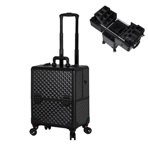 Trousse de maquillage à roulettes et grand organisateur de beauté de voyage coloris noir
