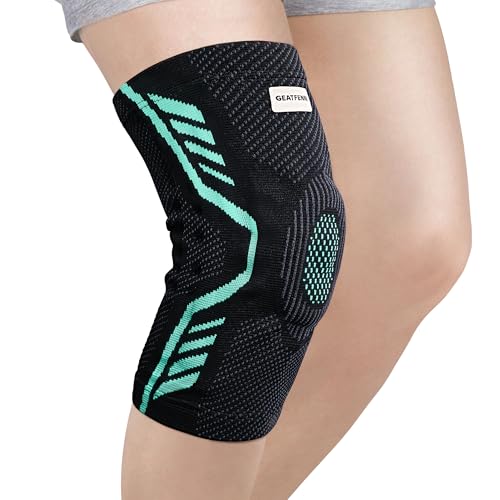 GEATFENNI Compression Knee Sleeves for Weightlifting & CrossFit - Patella Gel Pad Brace with Dual Stabilizers, Relieve Arthritis Pain, Meniscus Tear Support