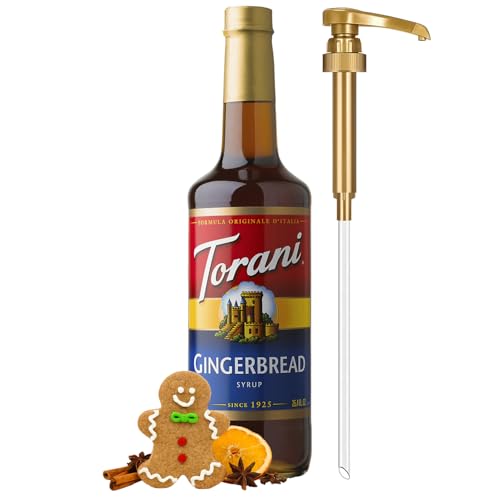 Image of Torani Coffee Syrup, Gingerbread Flavoring for Drinks, Pump Included, 25.4 Fl Oz