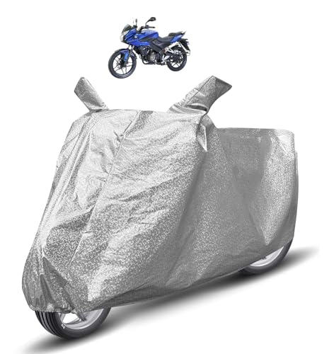 Image of Auto Hub Waterproof Bike Cover Compatible with Bajaj Pulsar 150 Dustproof, UV Protection Two Wheeler Bike Pulsar 150 Cover - Metallic Silver