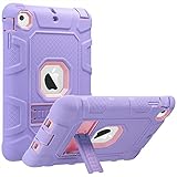 ULAK Case for iPad mini 1 2 3, Three Layer Heavy Duty Shockproof Protective Cover with Kickstand for iPad mini 2 Case 1st 2nd 3rd Generation (Pink+Purple)