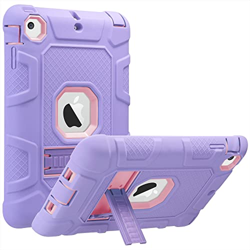 ULAK iPad Mini Case, iPad Mini 2 Case, iPad Mini 3 Case, iPad Mini Retina Case, Three Layer Heavy Duty Shockproof Protective Case for iPad Mini,iPad Mini 2,iPad Mini 3 with Kickstand (Pink+Purple)
