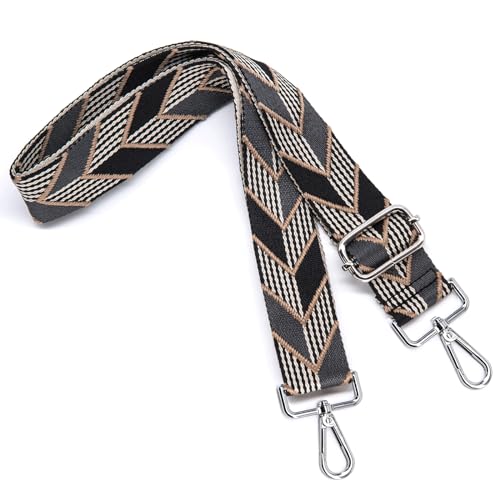 Image of S&loyoe Silver bucklePurse Straps Replacement Crossbody Bag Strap Adjustable Wide Guitar Straps for Handbags 1.5inch (Arrow Dark Gray Silver)