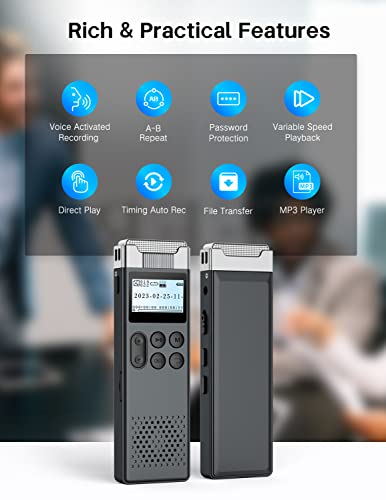 80Gb Digital Voice Activated Recorder With Playback - Audio Voice Recorder For Lectures Meetings, Recording Device Dictaphone Sound Tape Recorder With Password & Card Reader #TOP5