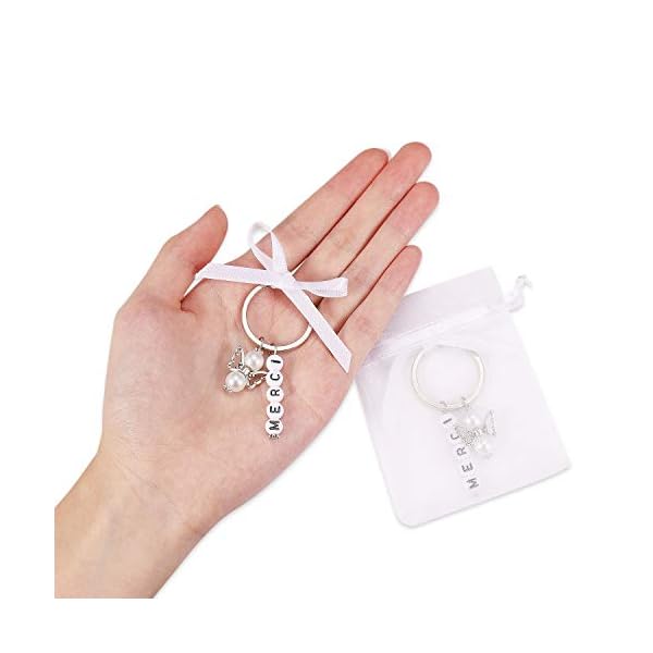 15 llaveros + bolsa de organza, regalos para invitados, boda, bautizo, Navidad, cumpleaños, comunión, confirmación… - Imagen 6
