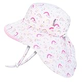 JAN & JUL Adventure Large Brim Sun-Hat for Toddler Girls (M: 6-24 Months, Rainbow: Pink Trim)