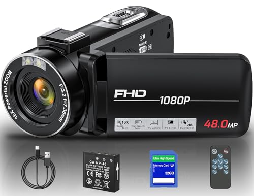 OLESIT 1080P Camcorder Video Camera Full HD 48MP Camcorder for YouTube 3.0 Inch IPS Screen Vlogging Camera 16X Digital Video Camera Recorder