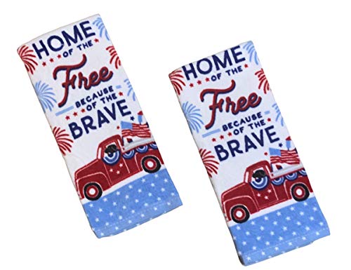 Nantucket Home Patriotic Kitchen Towels, 2-Pack, 15-inch x 25-Inch (Country Truck on White)