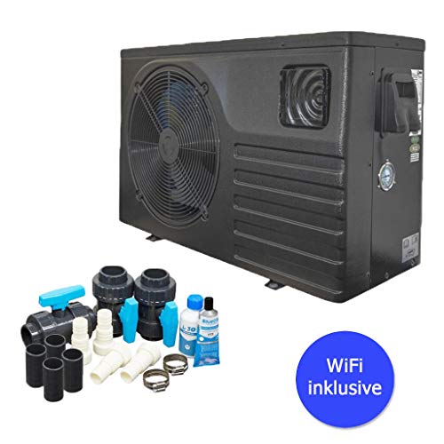 Well2wellness Full-Inverter Pool Heating Pump Mida.force 7 - Poolheizung with a Heizkapazität to 6,80 Kw + Bypass Set Basic
