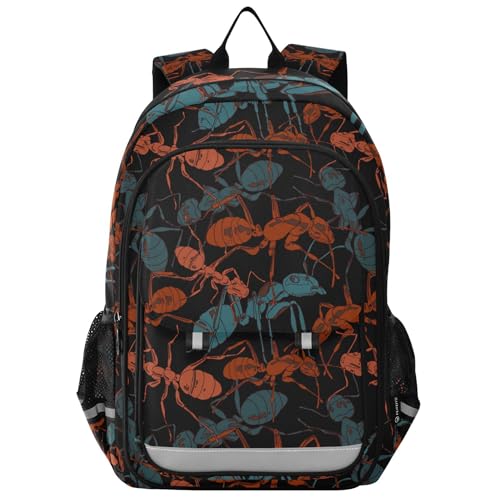 Many Ants Backpack, School Backpack Lightweight Laptop Backpack Students Book Bag and Reflective Stripes