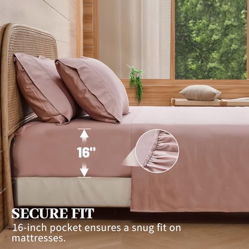Image of Bedlifes 1000TC Egyptian Cotton King Sheets, 4Pcs, 16 inch Deep Pocket | Cooling & Breathable, Ultra Soft, Hotel Comfort, Sateen Weave, OEKO-TEX Certified, Easy-Care Machine Washable