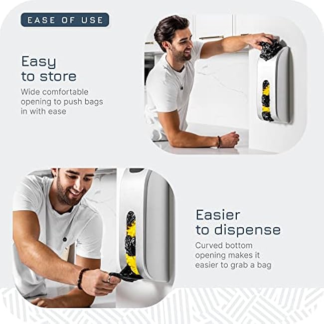 Wall-Mount Grocery Bag Dispenser | Space-Saving Design | Easy Install | Smudge-Proof, Fingerprint-Resistant | White | Holds Most Bags for Maximum Storage