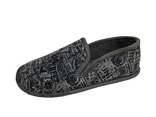 Biorelax Zapatillas de Estar por casa/Hombre Cerradas de Talón/Color Gris Estampado/Empeine Suapel/Cámara de Aire/Talón Acolchado/Suela Goma/Talla 42