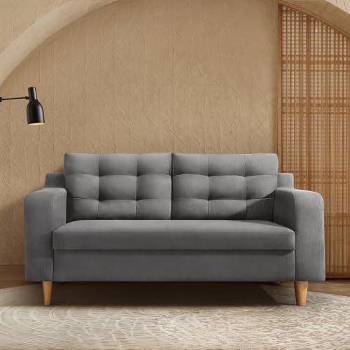 Image of Duroflex Ease Plus - 2 Seater Sofa Set for Living Room | 3 Year Warranty | Premium Wooden Frame Sofa | Anti-Pilling Fabric, Fade & Termite Resistant | Comfortable & Durable Couch - Steeple Grey