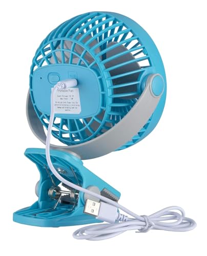 Image of Pygmy Mini Fan 110MM | USB Charging | Multi-Clip Function | Rechargeable | 4-Hr Back-up | Silent Operation | Longer Battery Life | Energy Efficient | Portable 【Blue】