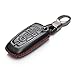 Vitodeco Genuine Leather Smart Key Keyless Remote Entry Fob Case Cover with Key Chain for 2019 Ford Fusion, Explorer, Escape, Edge, F-150, Mustang and More Models (5-Button, Black/Red)