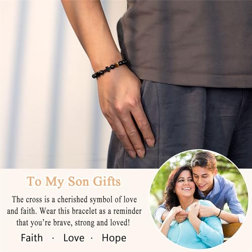 Bovemee Teen Girl Boys Mens Gifts, Natural Stone Cross Bracelets Trendy Stuff Inspirational Gifts Ideas Bracelet&Card Inspirational Gifts For Daughter Son thumb #4