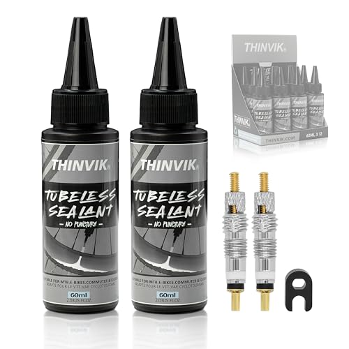 Thinvik Tubeless Bike Tire Sealant 60ML(2oz)*2/4/6 Bottles No Puncture Hassle and Leak Prevention for Road Bike MTB CX and Gravel Bicycle Tyres Sealant