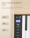 Eastar EUP-110 Piano numérique 88 Key Weighted Clavier, Piano électrique à domicile complet pour débutant, avec casque, Stickers Musique, Écran, 3-Pedal, Confection sans fil, enregistrement - Couleur du bois clair