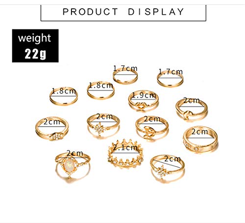 Sither SITHER2022 13 Pcs Women Rings Set Knuckle Rings Gold Bohemian Rings For Girls Vintage Gem Crystal Rings Joint Knot Ring Sets thumb #2