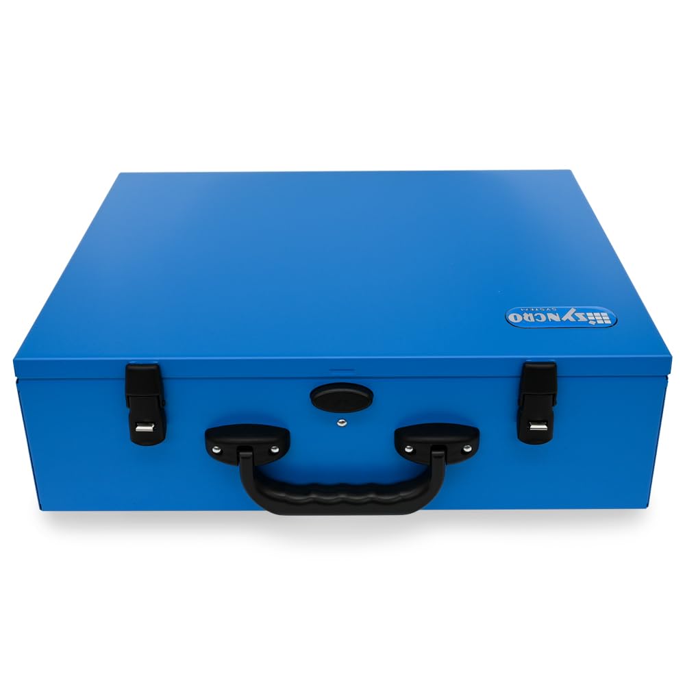 Syncro System Valigetta portaminuterie in metallo furgone officina mobile – 46 vaschette modulari gancio sicurezza 44x34x13 cm