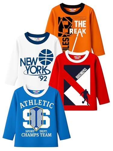 Image of Kuchipoo Boys Full Sleeves Cotton T-Shirt - Pack of 4