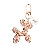 ChungLong0593 Rhinestone Balloon Dog Keychain - Sparkly Crystal Purse Charm for Handbags, Keys, Backpacks (champagne)