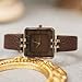 CILOA Women's Leather Strap Watch Dainty Elegant Gold Watches for Women Classic Casual Fashion Square Ladies Watch Gifts Present for Her. (Brown)