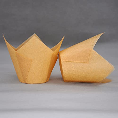 Qlsmypkg Extra Large Jumbo Muffin Greaseproof Paper Baking Cupcake Cups, 2-1/4" X 3-3/4" Natural Tulip Baking Cup Case Of 125 Pcs (Extra Large ) (125) #TOP7