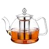 Hiware 1000ml Glass Teapot with Removable Infuser, Microwavable and Stovetop Safe Teapot, Blooming and Loose Leaf Tea Pots