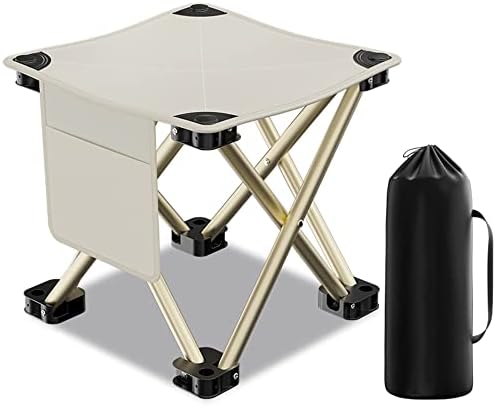 Camping Stool. Upgraded 13 Inch Portable Folding Stool.Lightweight Stool Ideal for Adult Fishing Outdoor Walking Beach Picnics Can Hold up to 450lbs (milky white)